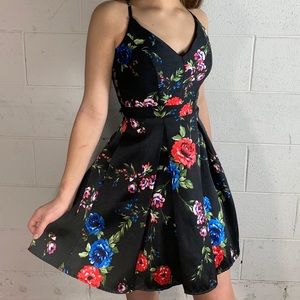 Floral Spaghetti Strap Lace Back Dress